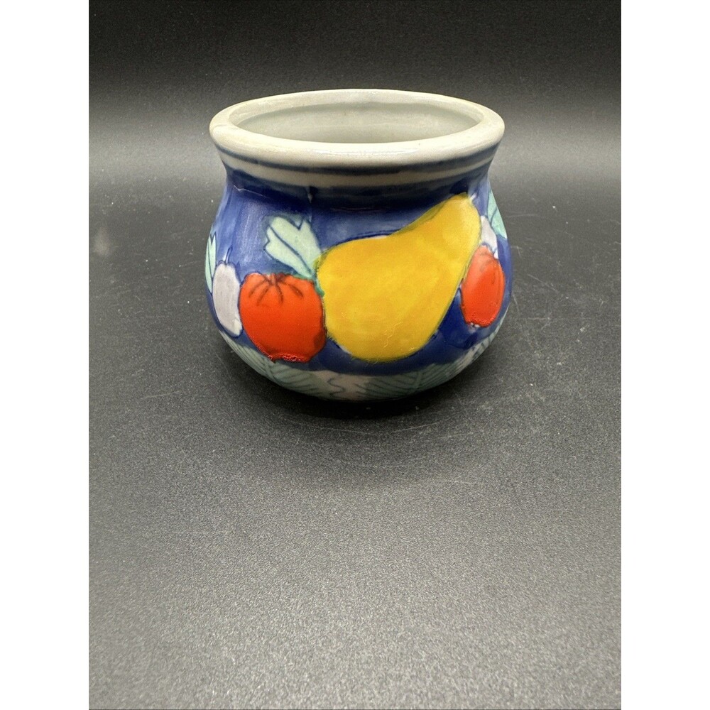 Painted Fruits Candle Holder / Planter Ceramic Vintage